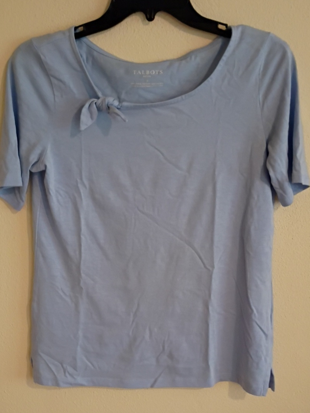 Talbots Pale Blue Short-Sleeve Knot-Detail Tee